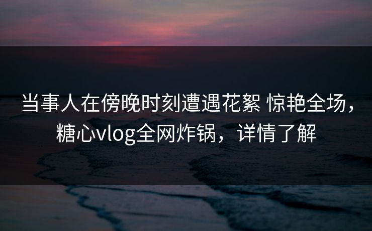 当事人在傍晚时刻遭遇花絮 惊艳全场，糖心vlog全网炸锅，详情了解