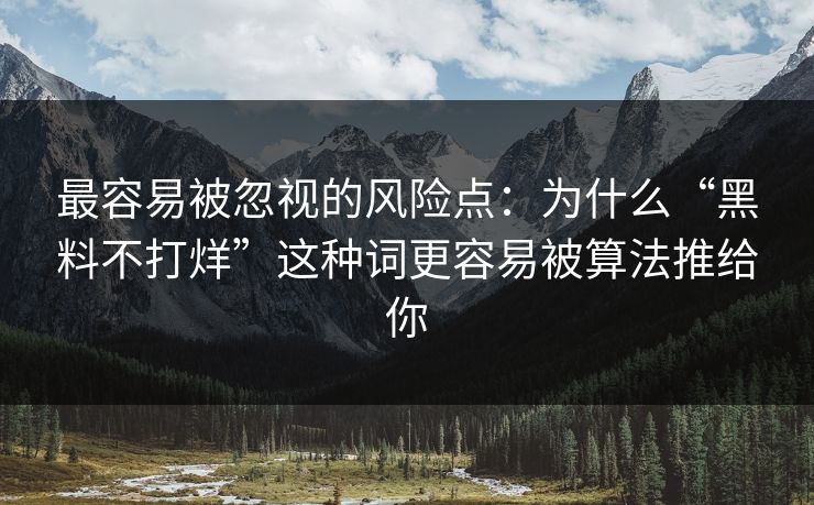 最容易被忽视的风险点:为什么“黑料不打烊”这种词更容易被算法推给你 最容易被忽视的风险点:为什么“黑料不打烊”这种词更容易被算法推给你