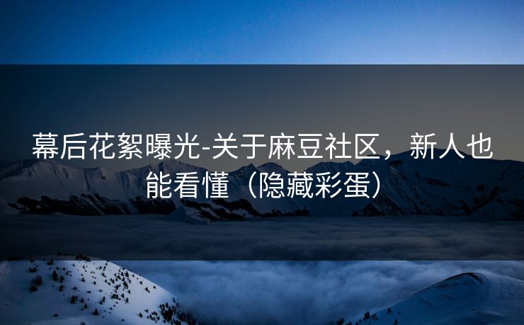 幕后花絮曝光-关于麻豆社区，新人也能看懂（隐藏彩蛋）